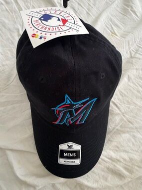 miami Black Baseball Cap with Blue and Red Embroidered Logo